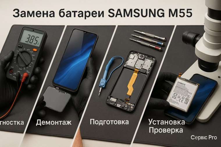 Замена батареи Samsung M55  в Гомеле