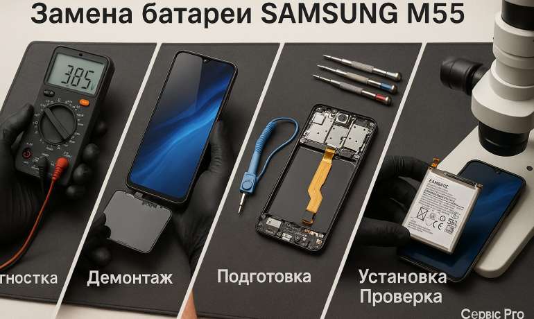 Замена батареи Samsung M55  в Гомеле