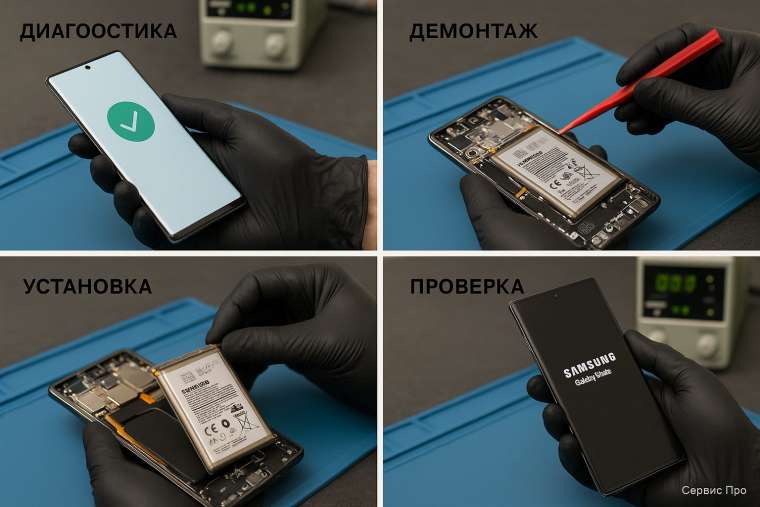 Замена батареи Samsung Note 10 в Гомеле