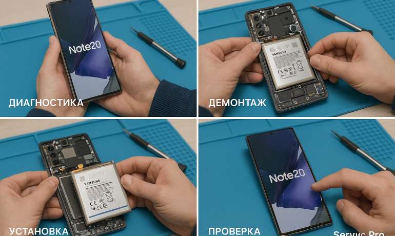 Замена батареи Samsung Note 20 в Гомеле
