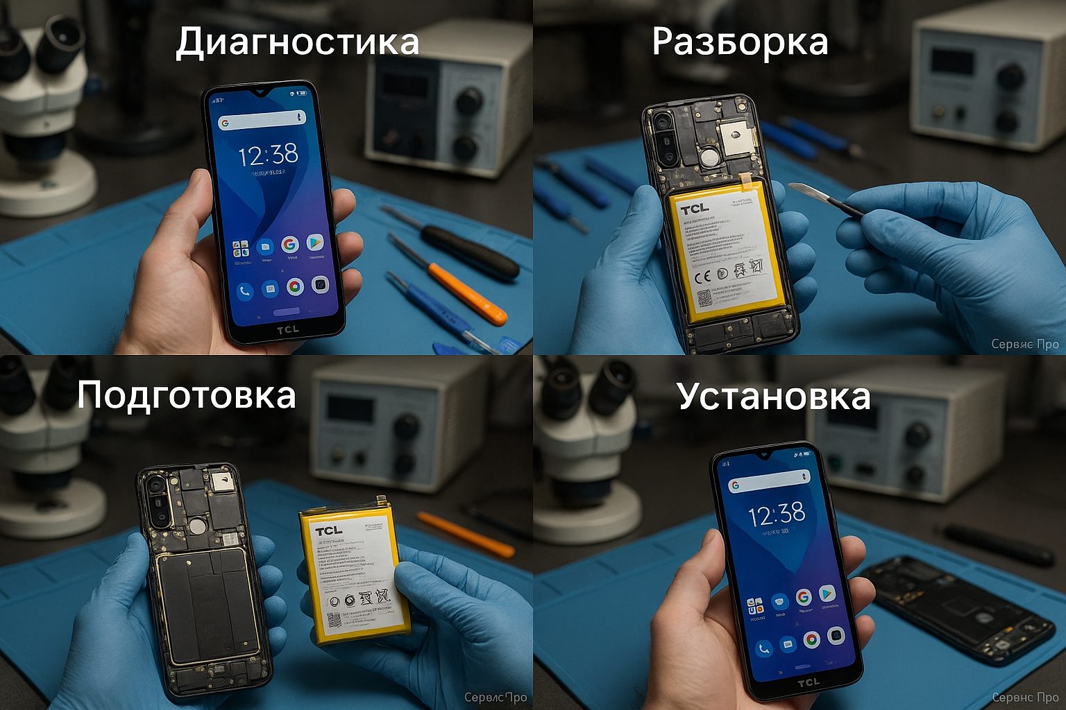 Замена батареи TCL 408 в Гомеле