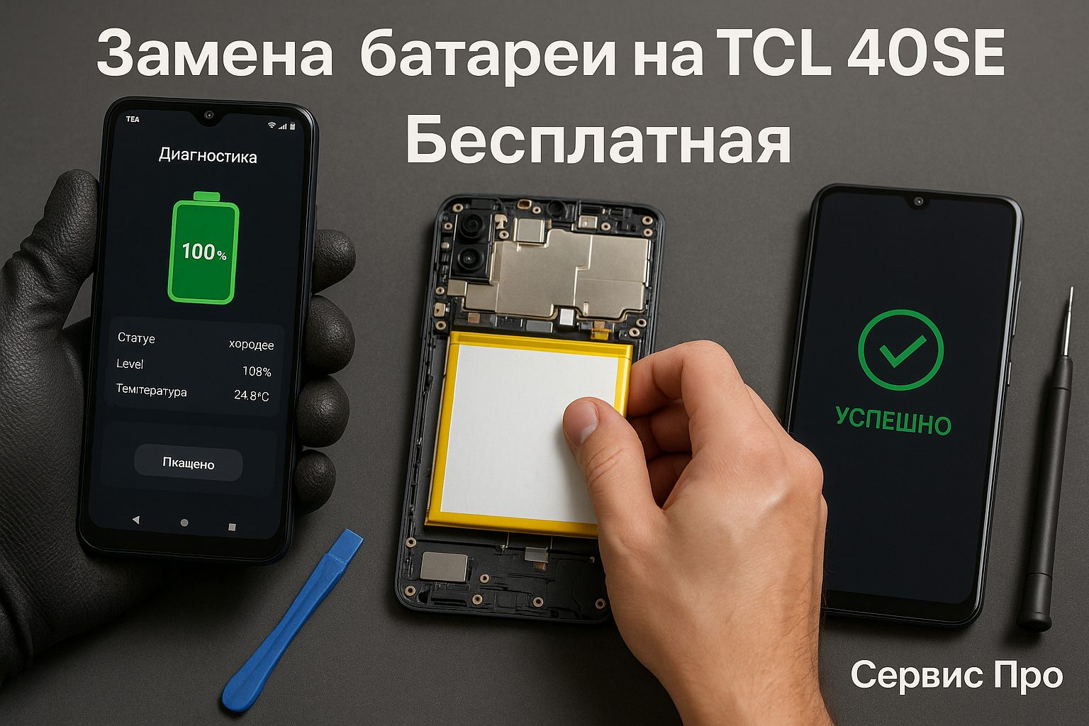 Замена батареи TCL 40SE в Гомеле