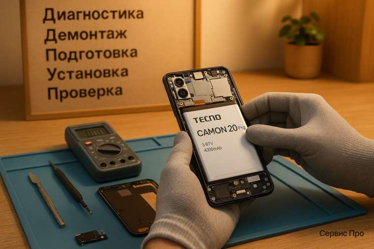 Замена батареи TECNO Camon 20 Pro в Гомеле