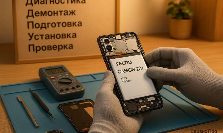 Замена батареи TECNO Camon 20 Pro в Гомеле