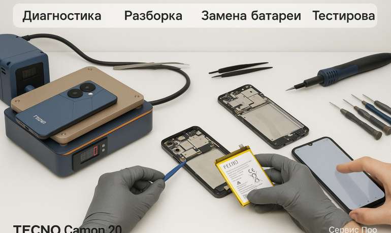 Замена батареи TECNO Camon 20 в Гомеле