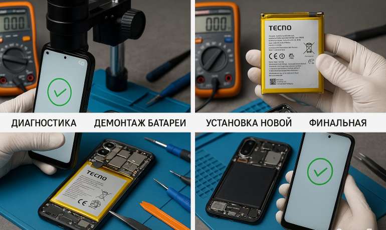 Замена батареи TECNO Camon 40 в Гомеле