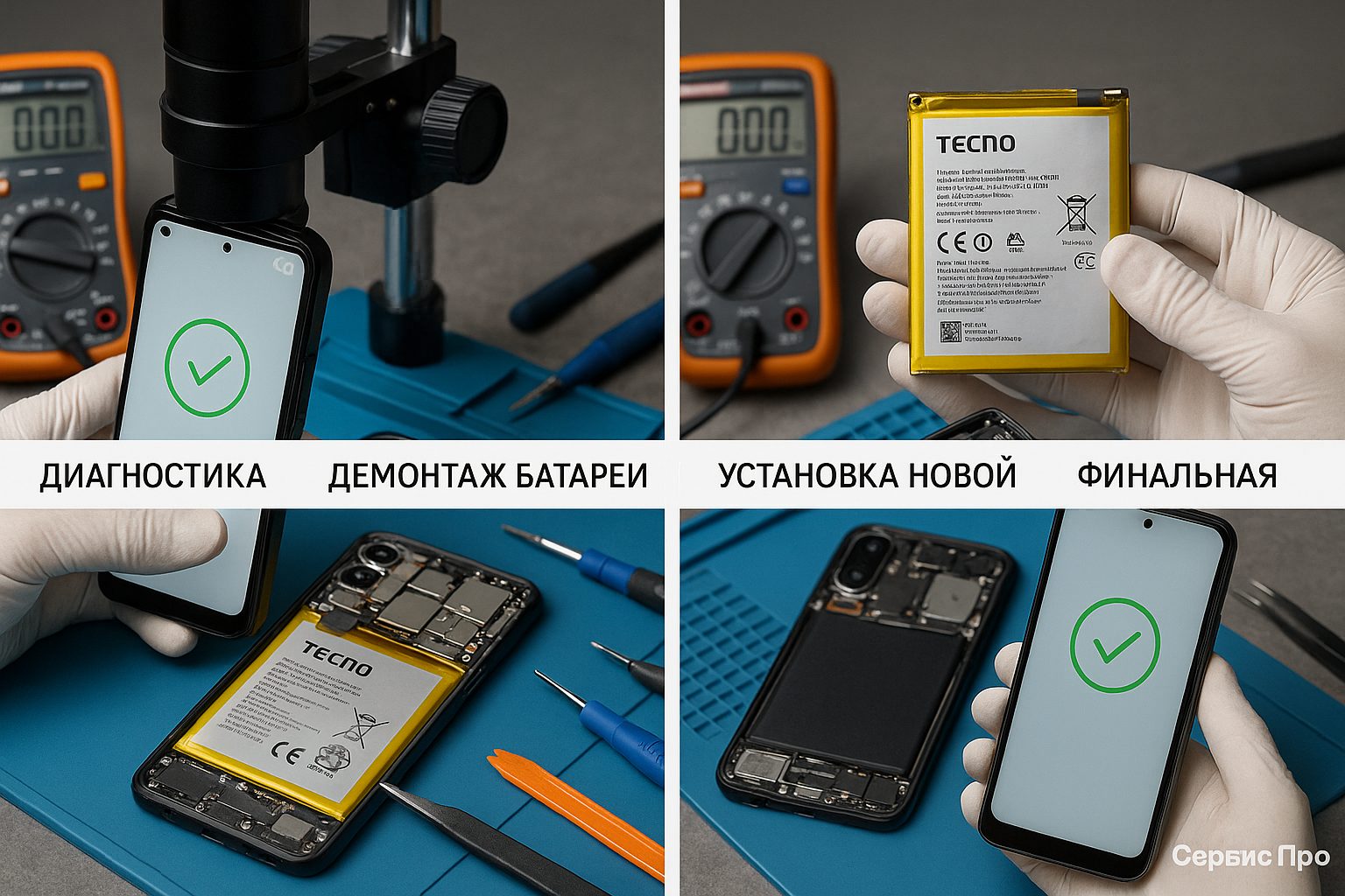 Замена батареи TECNO Camon 40 в Гомеле