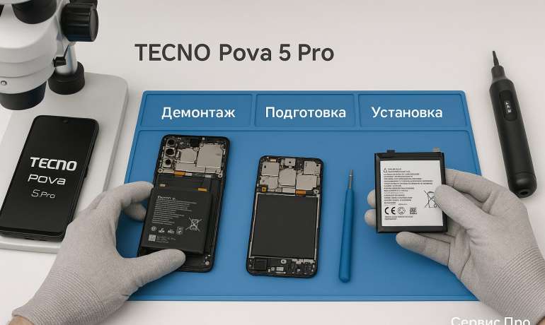 Замена батареи TECNO Pova 5 Pro в Гомеле