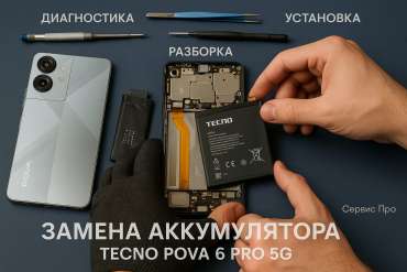 Замена батареи TECNO Pova 6 Pro 5G в Гомеле