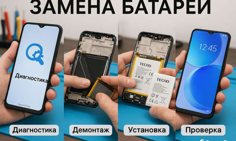 Замена батареи TECNO Spark 10 Pro в Гомеле