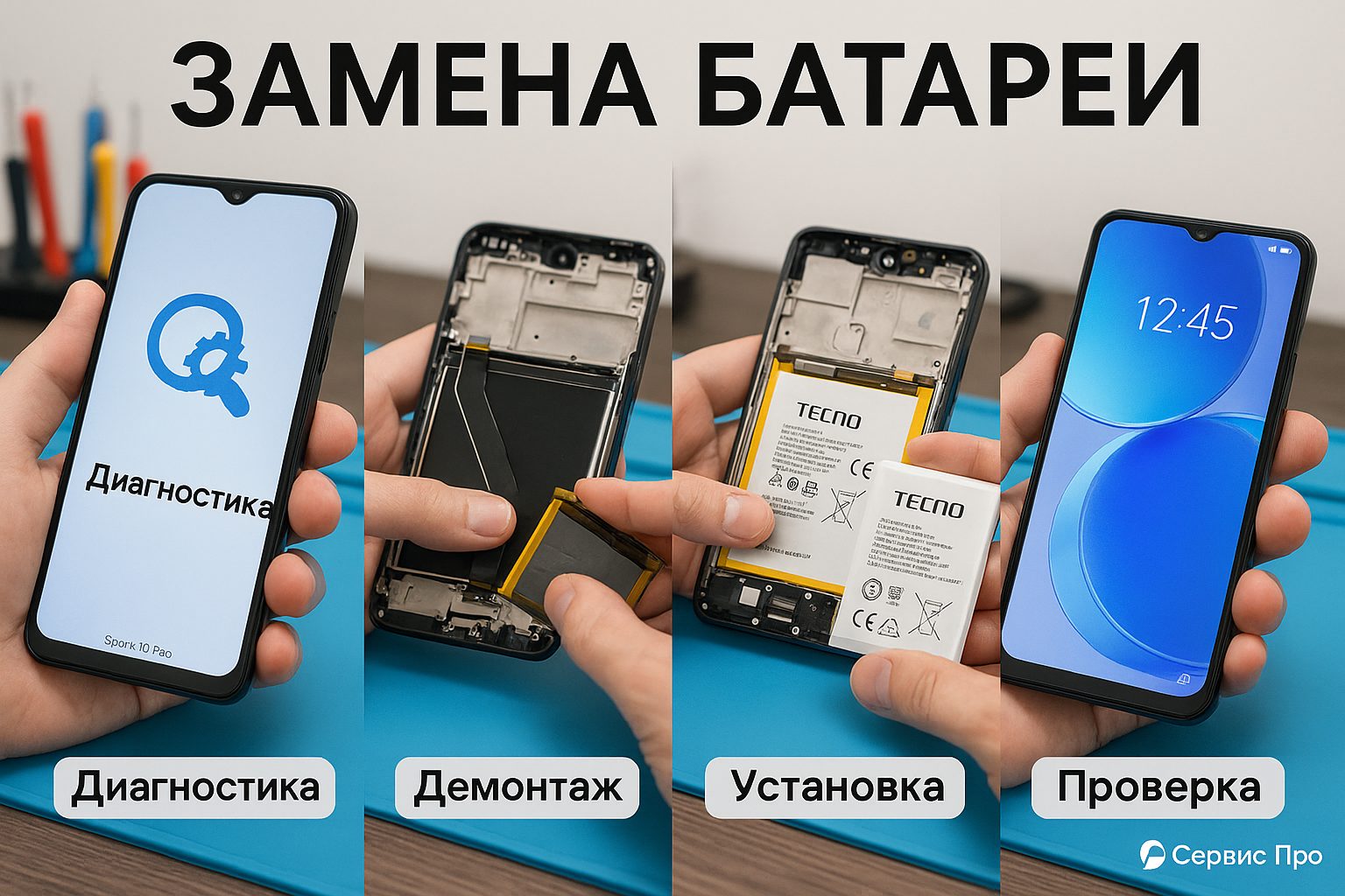 Замена батареи TECNO Spark 10 Pro в Гомеле