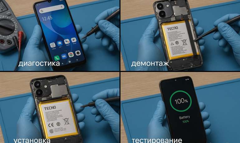 Замена батареи TECNO Spark 10c в Гомеле