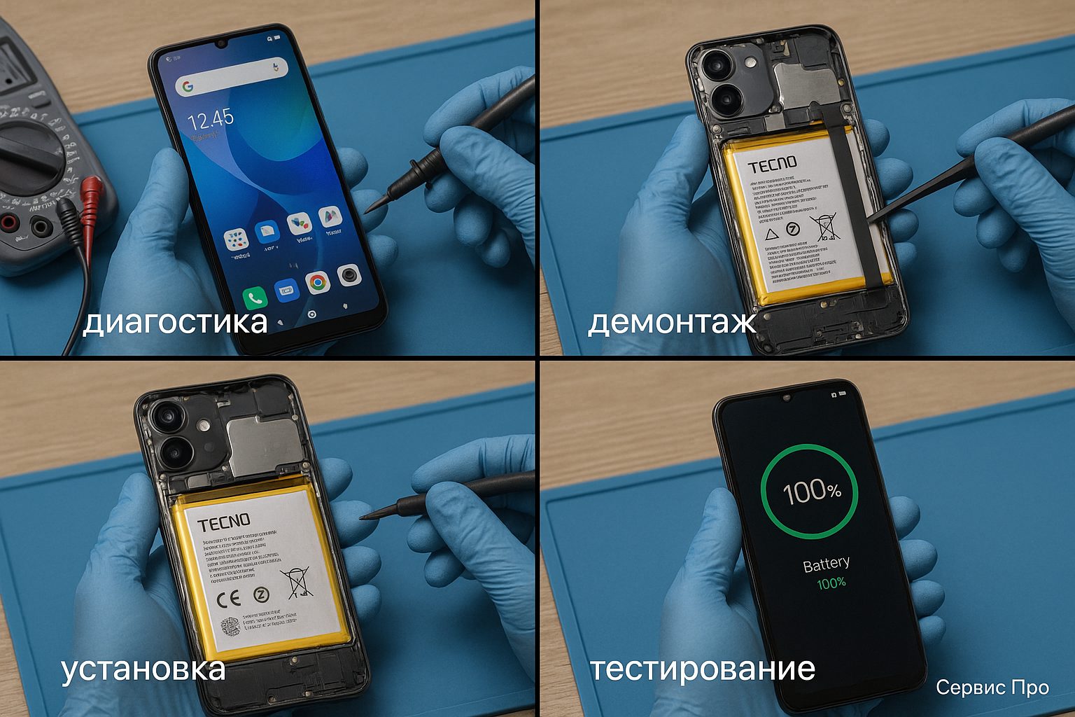 Замена батареи TECNO Spark 10c в Гомеле