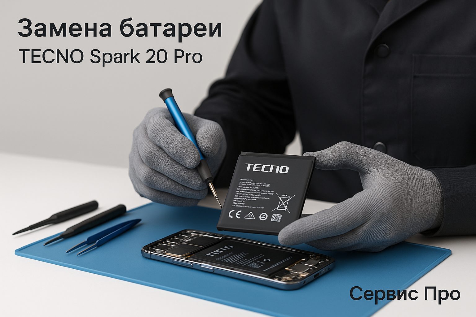Замена батареи TECNO Spark 20 Pro в Гомеле