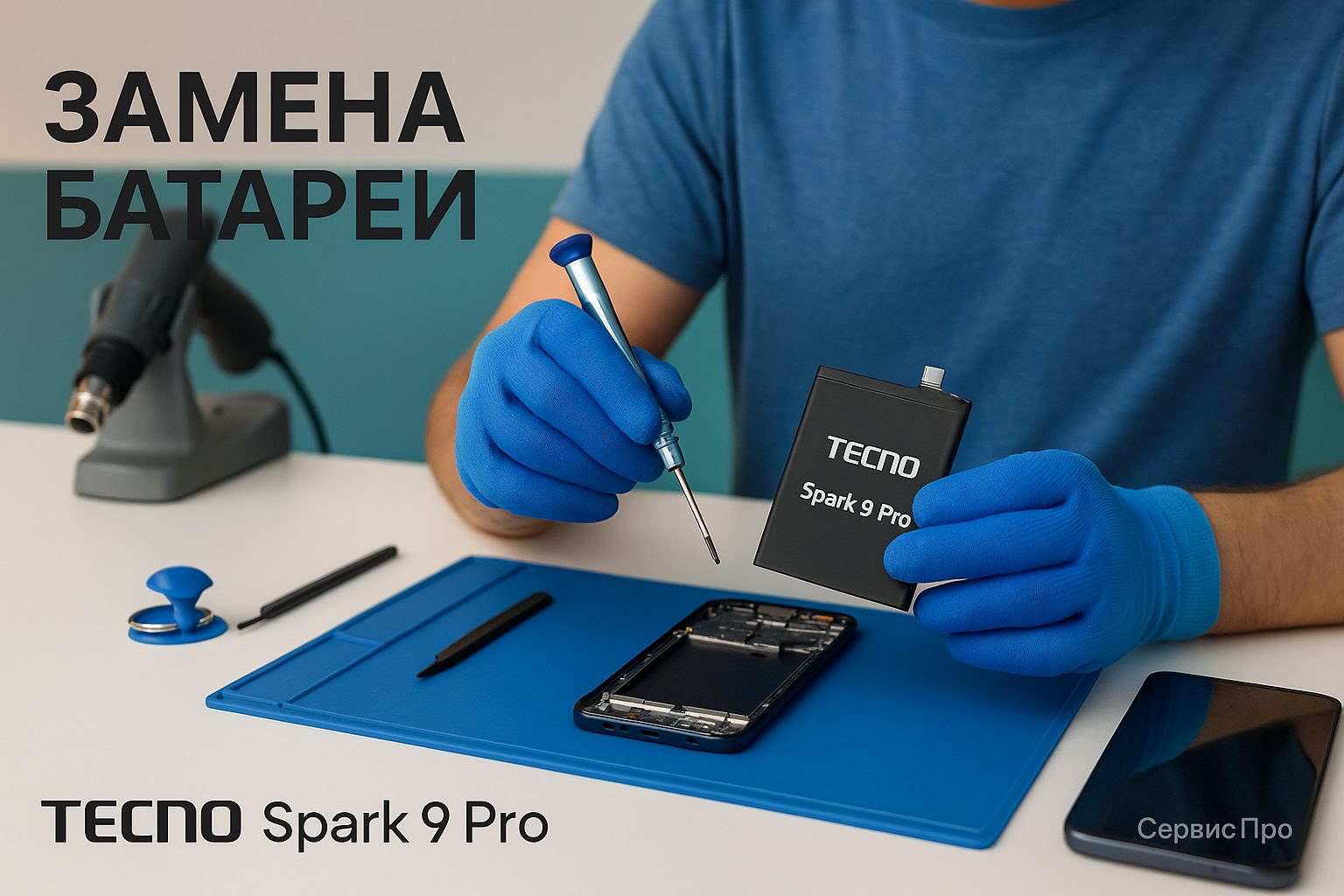 Замена батареи TECNO Spark 9 Pro в Гомеле