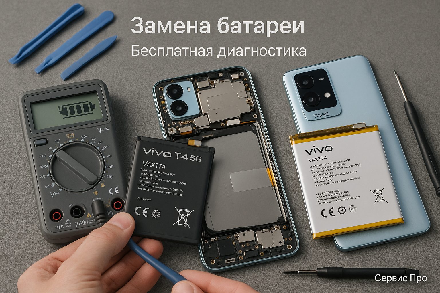 Замена батареи Vivo T4 5G в Гомеле