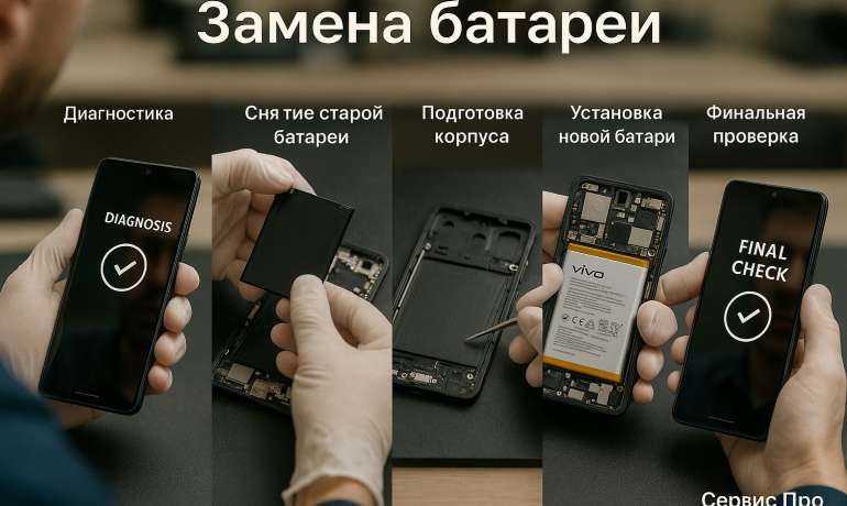 Замена батареи Vivo T4 Pro 5G в Гомеле