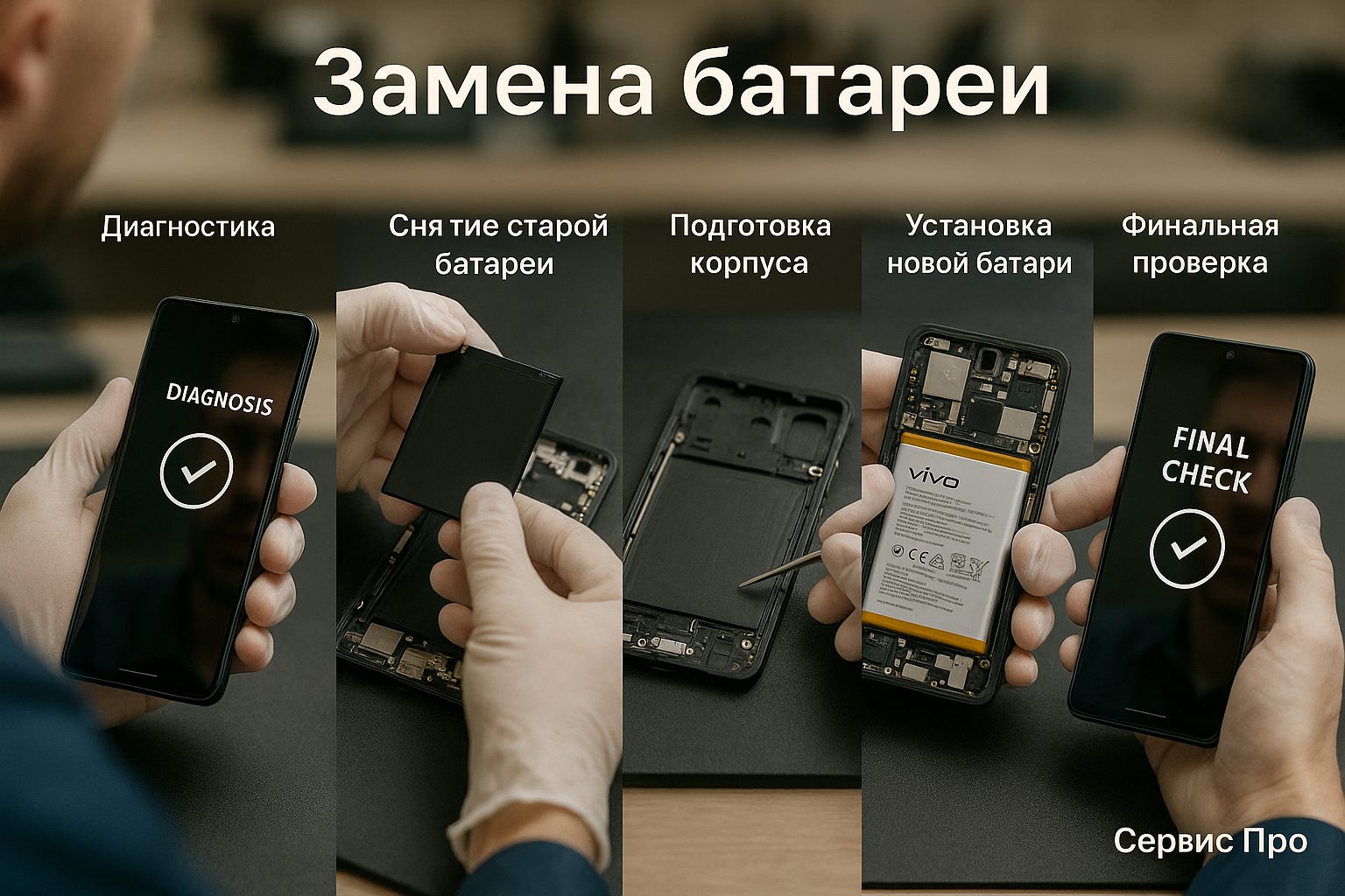 Замена батареи Vivo T4 Pro 5G в Гомеле