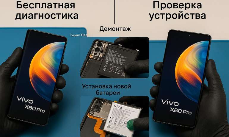 Замена батареи Vivo X80 Pro в Гомеле