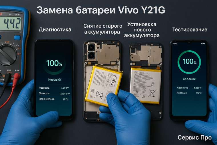 Замена батареи Vivo Y21G в Гомеле